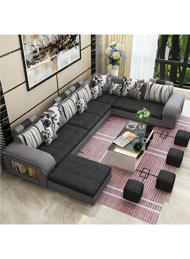 Comfynest Modern U Shaped Sectional Sofa Set 7 Seater Couch Luxury Design Velvet Fabric FREE ASSEMBLY (Charcoal Grey, Right) - Image 1