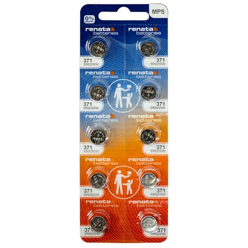 Renata 371 SR920SW Batteries - 1.55V Silver Oxide 371 Watch Battery (10 Count) - Image 1
