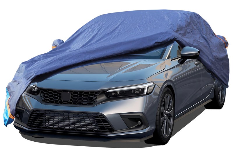Car Cover Waterproof All Weather 6 Layers Outdoor Full Exterior Cover Rain Sun UV Snowproof Protection with Zipper Cotton Mirror Pocket for Honda Accord