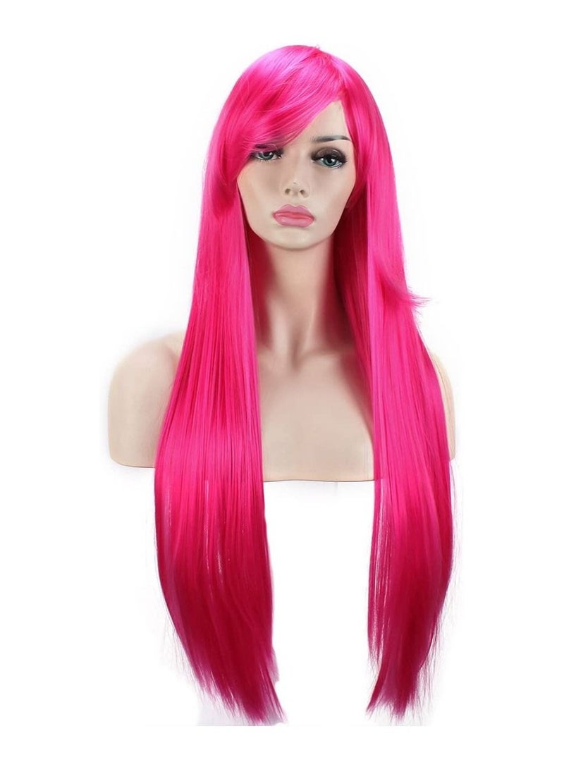 إستيل شعر مستعار 32 بوصة 80 سم طويل مستقيم أنيمي أزياء المرأة تأثيري باروكة شعر مستعار للحفلات مع غطاء شعر مستعار مجاني وردي - Image 4
