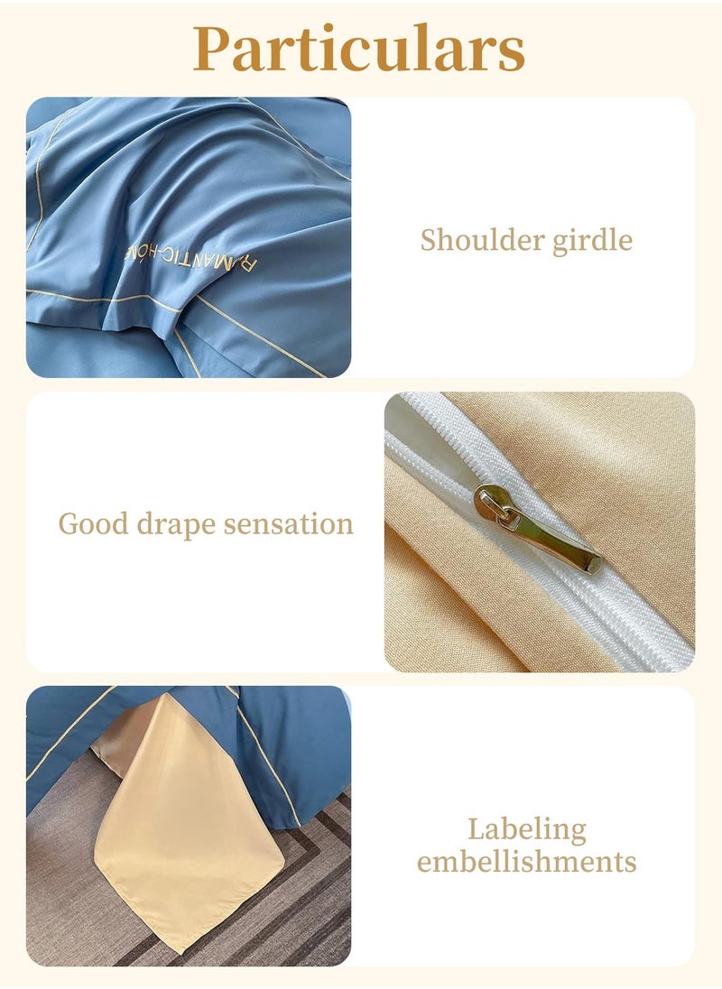LEOKOR 4PCS Soft Bedding Duvet Cover Set, Skin-Friendly Solid Color Breathable Comforter Set, Include Quilt Cover With Zipper Closure, Bed Sheet and 2 Pillowcase  - Image 4