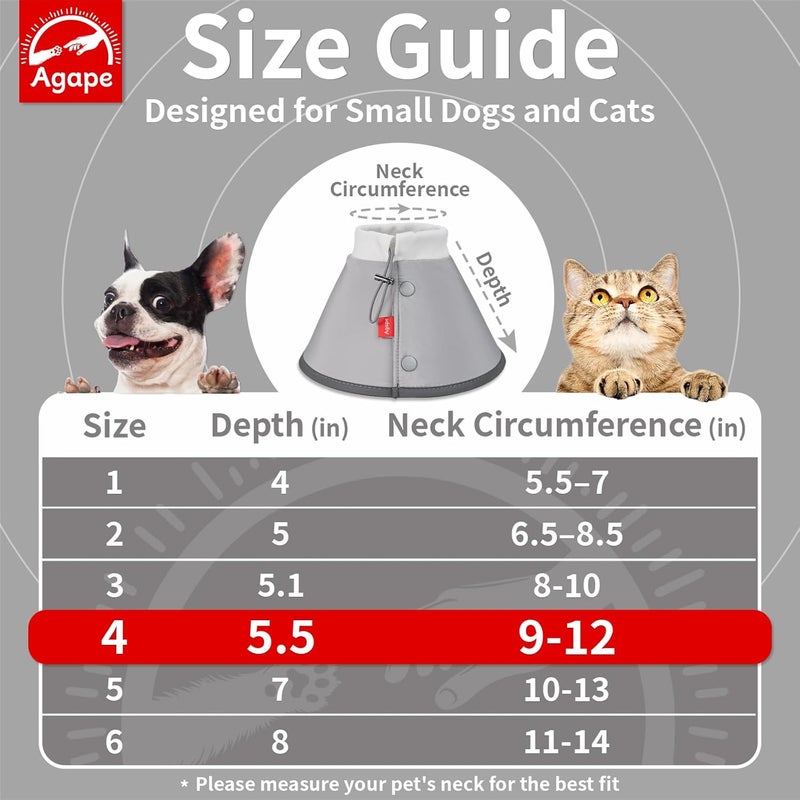 Agape Soft Dog Cone for Small Dogs & Cats (Gray (Small Dogs Cone), M (Neck:8"-12")) - Image 2