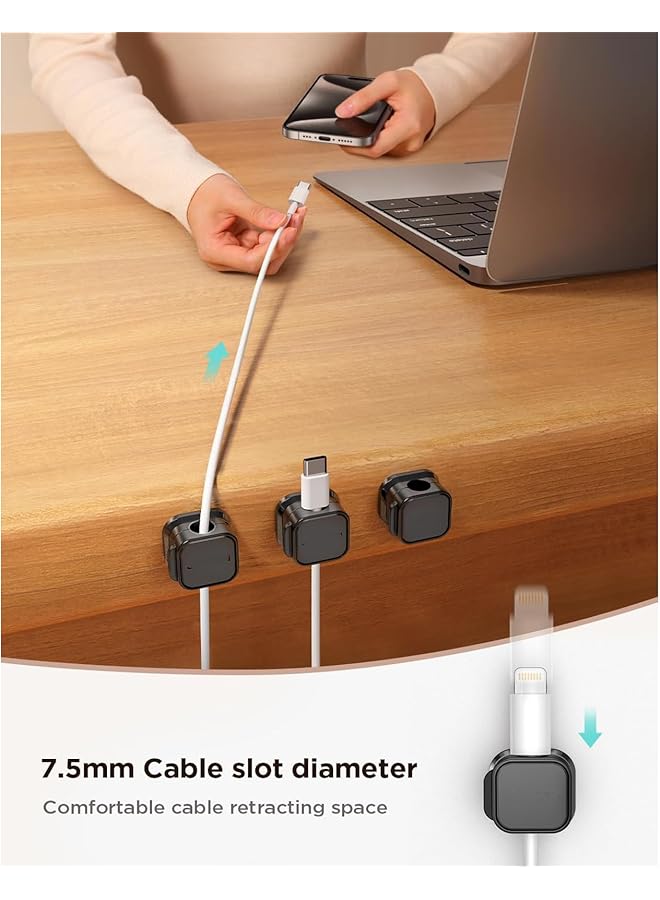 erorex 6 Pack Magnetic Cable Clips Cable Smooth Adjustable Cord Holder Under Desk Cable Management Adhesive Wire Holder Keeper Organizer For Home Office Desk Phone Car Wall Desktop Nightstand - Image 2