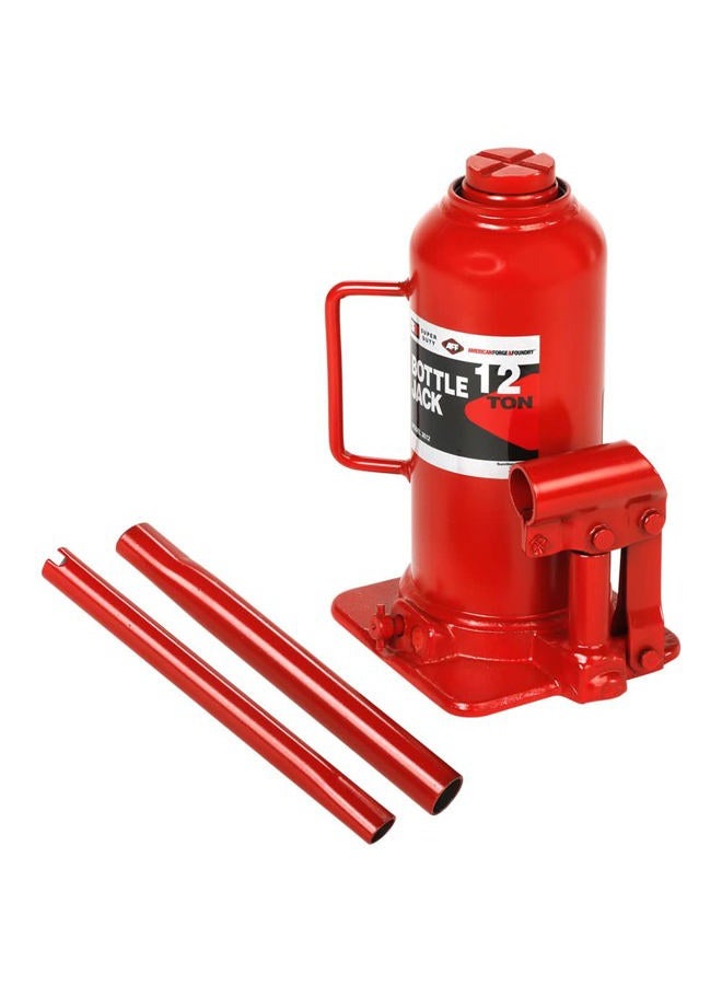 AFF Super Duty 12 Ton Hydraulic Bottle Jack, Manual, Welded Cylinder, High-Grade Steel Construction, Forged and Welded Base, 3612 - Image 2