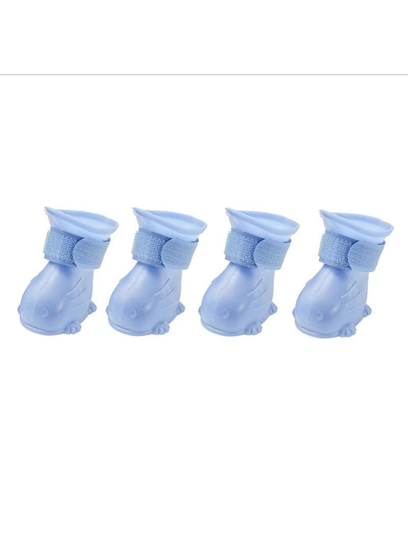 Generic Blue Waterproof Dog Cat Rainshoes Non-slip Soft Silicone Shoes Foot Set Chihuahua Teddy Outdoor Boots Pet Supplies for Dropship  - Image 1