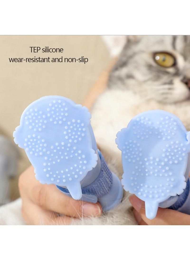 Generic Blue Waterproof Dog Cat Rainshoes Non-slip Soft Silicone Shoes Foot Set Chihuahua Teddy Outdoor Boots Pet Supplies for Dropship  - Image 2