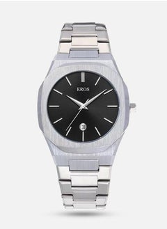 Silver with black dial