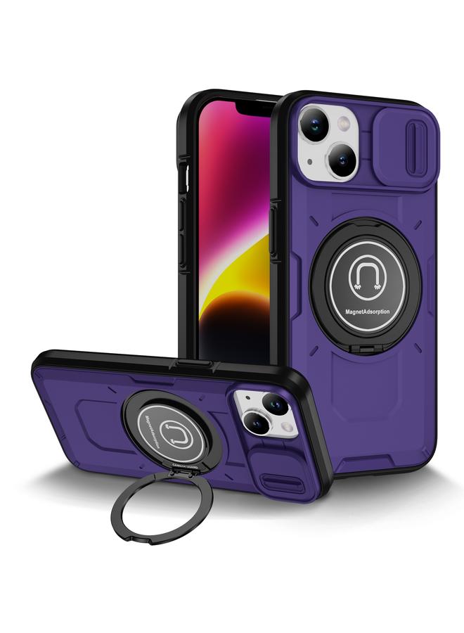 اس-توب جراب لهاتف iPhone 14 مزود بحامل مغناطيسي من مادة TPU الهجينة مع حامل هاتف منزلق لهاتف iPhone 14 - Image 1