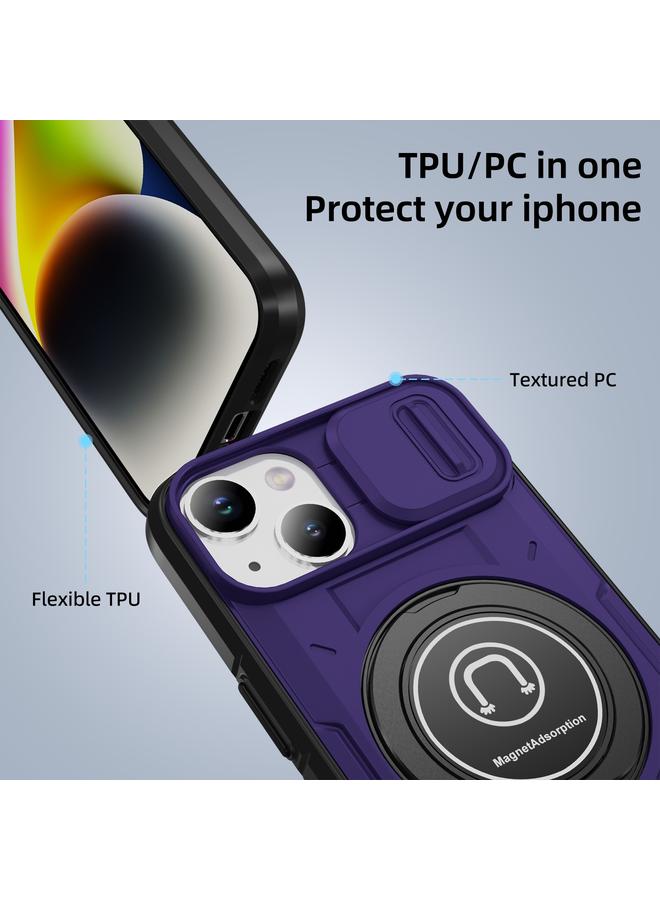 اس-توب جراب لهاتف iPhone 14 مزود بحامل مغناطيسي من مادة TPU الهجينة مع حامل هاتف منزلق لهاتف iPhone 14 - Image 4