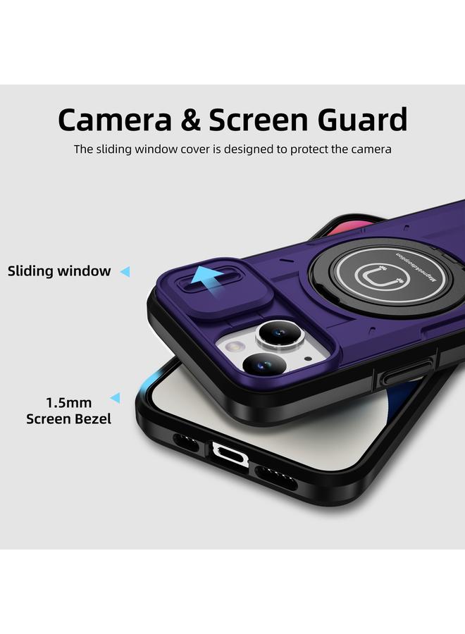 اس-توب جراب لهاتف iPhone 14 مزود بحامل مغناطيسي من مادة TPU الهجينة مع حامل هاتف منزلق لهاتف iPhone 14 - Image 3
