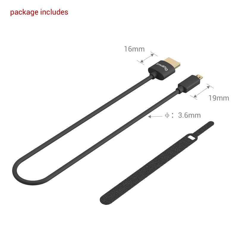 SMALLRIG Micro Ultra Thin HDMI Cable 35cm/1.15Ft (D to A), Super Flexible Slim High Speed 4K 60Hz HDR 2.0, Fit for Sony A7RIII / A6600 / A6500, for FUJIFILM X-T3 / X-T4, for GoPro Hero 7/6/5-3042B - Image 5