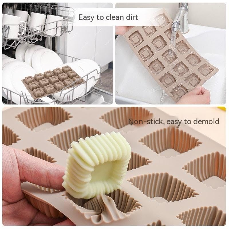 Ahorasky Cube Cake Silicone Mold | 1.6"" X 1.6"" X 0.8"" 3D Square Mini Mousse Cake Baking Mold  French Dessert Molds For Chocolate  Jello  Brownie Bites  Ice Cream Cube  15-Cavity - Image 3