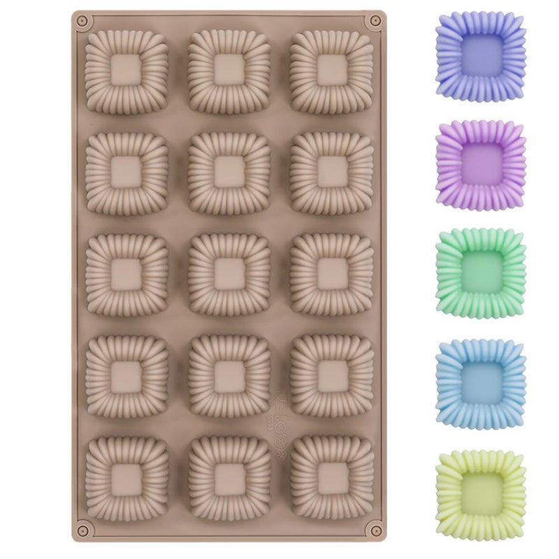 Ahorasky Cube Cake Silicone Mold | 1.6"" X 1.6"" X 0.8"" 3D Square Mini Mousse Cake Baking Mold  French Dessert Molds For Chocolate  Jello  Brownie Bites  Ice Cream Cube  15-Cavity - Image 1