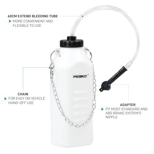 PESIKO 1L Brake Bleeder Bottle One Person, Brake Fluid Bleeding kit with 24 inch Tube and Rubber Connector for Collect Brake Fluid - Image 2