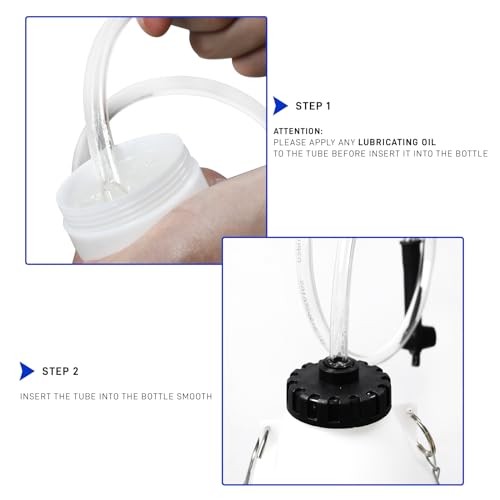 PESIKO 1L Brake Bleeder Bottle One Person, Brake Fluid Bleeding kit with 24 inch Tube and Rubber Connector for Collect Brake Fluid - Image 3