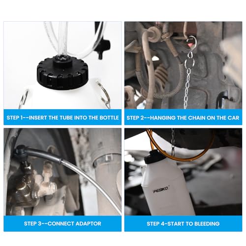 PESIKO 1L Brake Bleeder Bottle One Person, Brake Fluid Bleeding kit with 24 inch Tube and Rubber Connector for Collect Brake Fluid - Image 5