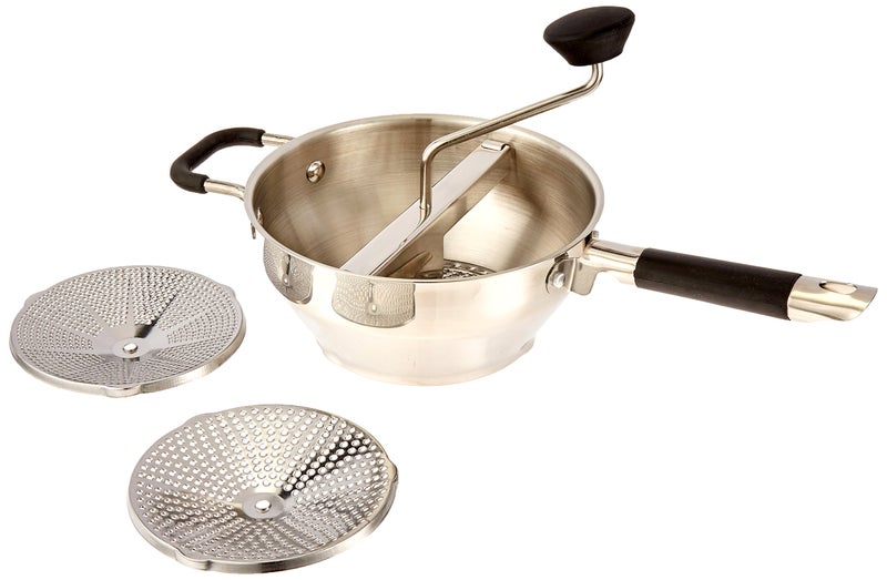 ExcelSteel Food Mill W/3 Grinding Sizes, 17" x 8.25" x 3.75", for Versatile Textures in Soups, Sauces, and Foods, Medium - Image 1