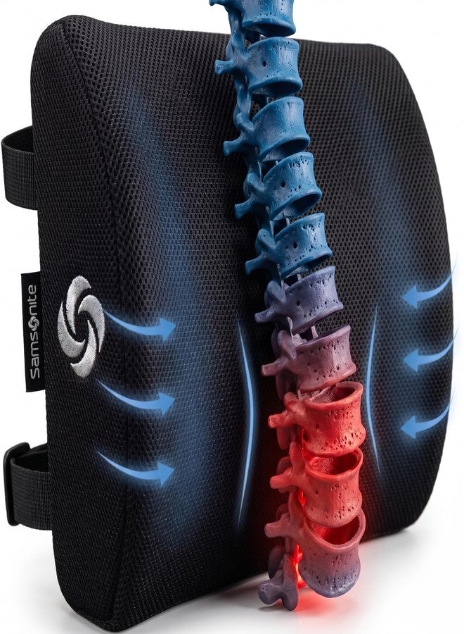 Samsonite Lumbar Support Pillow for Office Chair, Lower Back Support for Car, Back Pillow Desk Chair Cushion with Memory Foam, Improved Posture Backrest - Image 1