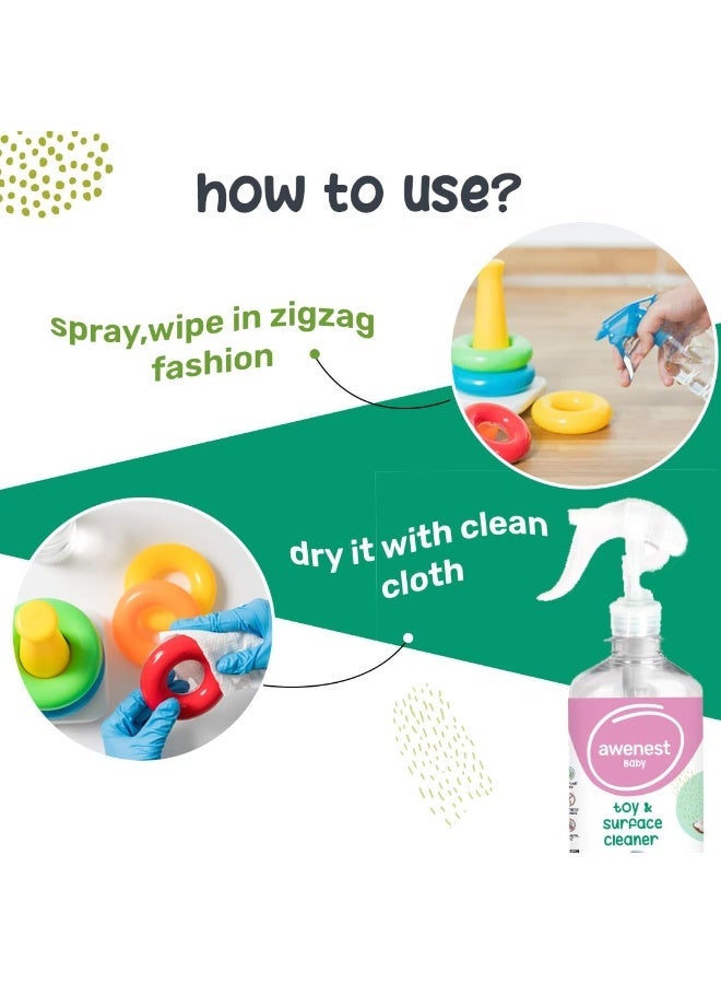 awenest Baby Toy and Surface Cleaner 100 ml - 100% Plant-based, Fragrance Free, Natural, Safe, Allergen Free, Certified Toxin-free, for Baby Toys and more | Aloevera and Cardamom - Image 3