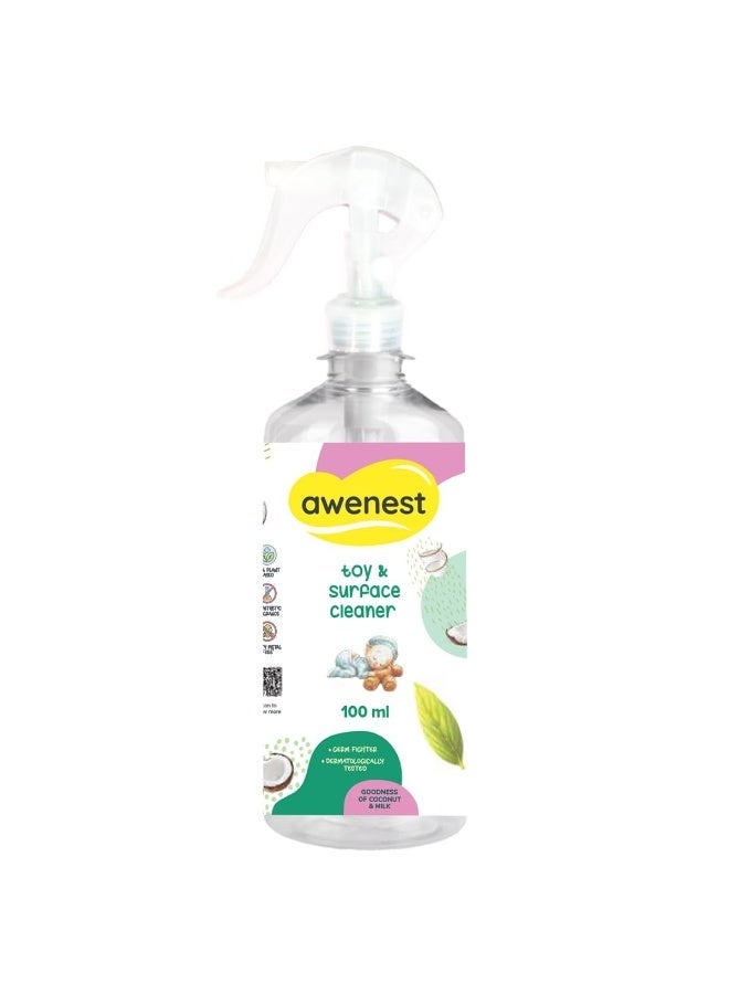 awenest Baby Toy and Surface Cleaner 100 ml - 100% Plant-based, Fragrance Free, Natural, Safe, Allergen Free, Certified Toxin-free, for Baby Toys and more | Aloevera and Cardamom - Image 1
