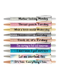 9 Pieces Funny Daily Ballpoint Pens Swear Word Weekend Set, Comfortable Writing With Black Ink 1.0 Mm Pretty Pens For Office Gifts（9 Pcs Funny）