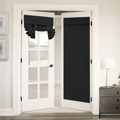Flamingo P Blackout Window Curtains, French Door Curtains, Solid Black Energy Efficient Patio Door Drapes, 1 Panel, 26 x 68 Inches - Image 2