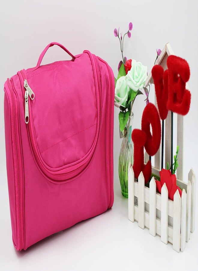 LUCES Fabric Multipurpose Makeup Bag Travel Vanity Hanging Jewellery Cosmetic Pouch for Women Necklace Storage Box Toiletry Necklace Wardrobe Organizer Pink - Image 4