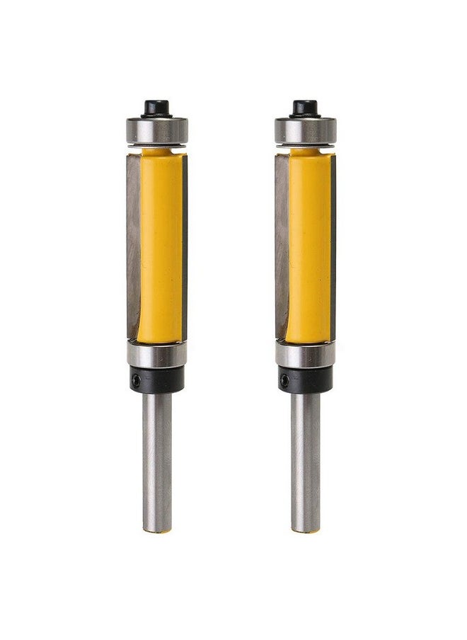 Yakamoz - Yakamoz 2Pcs 1/4'' Shank Top and Bottom Bearing Guide Flush Trim Pattern Router Bit Set Woodworking Cutter Tool with 10 Pcs Top Mounted Replacement Bearings - Image 1