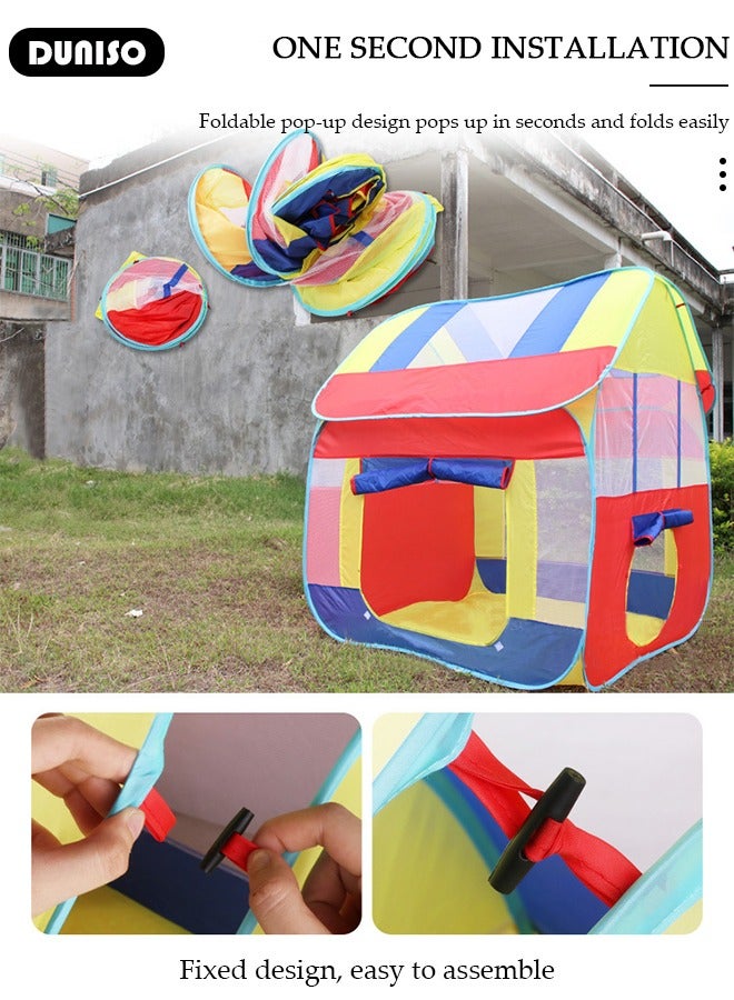 DUNISO خيمة لعب قابلة للطي للأطفال، منزل خيمة للأطفال داخل المنزل مع نوافذ، منزل لعب داخلي وخارجي قابل للغسل والتنفس، سهل الإعداد والتخزين، لعبة عيد ميلاد مثالية للبنات والأولاد في العطلات وأعياد الميلاد - Image 2