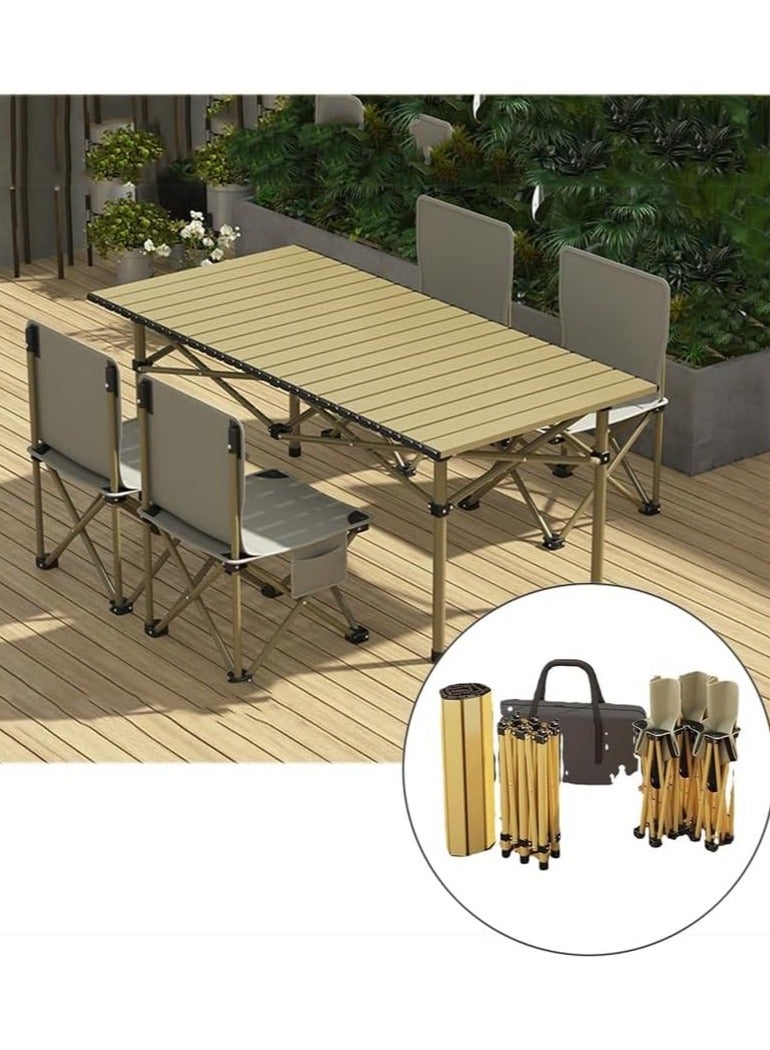 DubaiGallery Folding Camping Table Aluminum Portable Roll up Picnic Table Ultralight Collapsible Beach Table Camp with Carrying Bag for Outdoor, Beach, Picnic, Backyards, BBQ and Party - Image 2