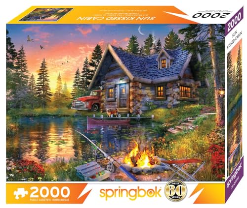 Springboks Sunkissed Cabin 2000 Piece Puzzle for Adults Features a Beautifully Illustrated Lakeside Cabin Retreat Ribbon Cut Pieces - Image 4