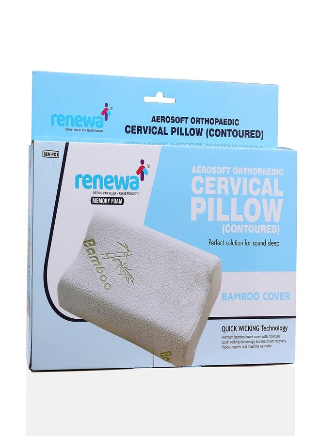 RENEWA Cervical Pillow for Neck Pain Memory Foam with Bamboo Cover for Spondylitis Neck & Shoulder Pain, Orthopedic Memory Foam Pillow for Sleeping with Washable Cover White - Image 5