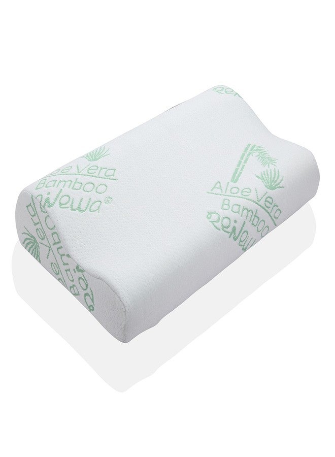 RENEWA Cervical Pillow for Neck Pain Memory Foam with Bamboo Cover for Spondylitis Neck & Shoulder Pain, Orthopedic Memory Foam Pillow for Sleeping with Washable Cover White - Image 1