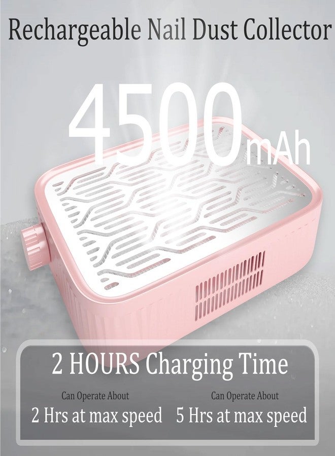 BQAN جامع غبار الأظافر BQAN، جامع غبار احترافي قابل لإعادة الشحن مع 2 قطعة فلتر قابلة لإعادة الاستخدام، مكنسة أظافر لتنظيف الأظافر الأكريليكية، ضروري لفني الأظافر (وردي) - Image 3