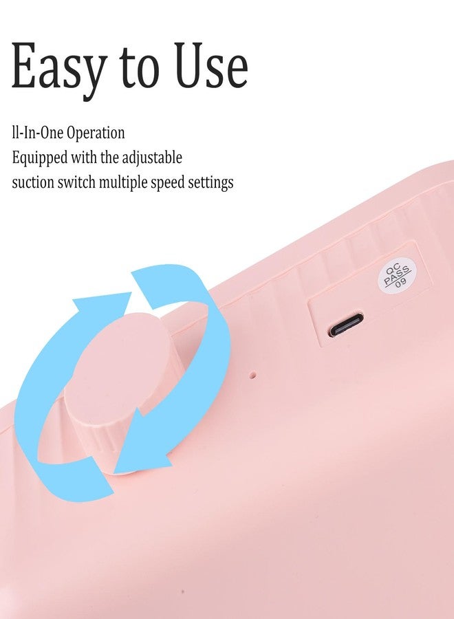 BQAN جامع غبار الأظافر BQAN، جامع غبار احترافي قابل لإعادة الشحن مع 2 قطعة فلتر قابلة لإعادة الاستخدام، مكنسة أظافر لتنظيف الأظافر الأكريليكية، ضروري لفني الأظافر (وردي) - Image 4