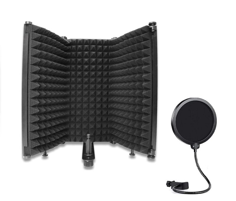 Device Of Urban Infotech 3 Panel Isolation Shield with Pop Filter Sound Proof Reflection Filter for Mic Vocal Booth for Home Studio Microphone Isolation shield Mic Filter for Studio Recording - Image 1
