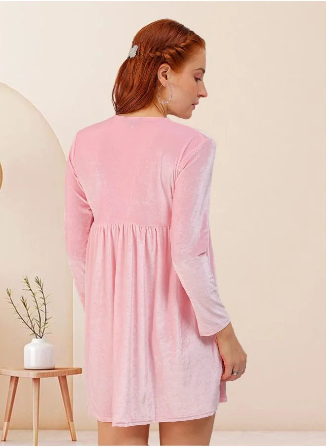 مرفوعة Women Fit and Flared Party Wear Solid Mini Dress