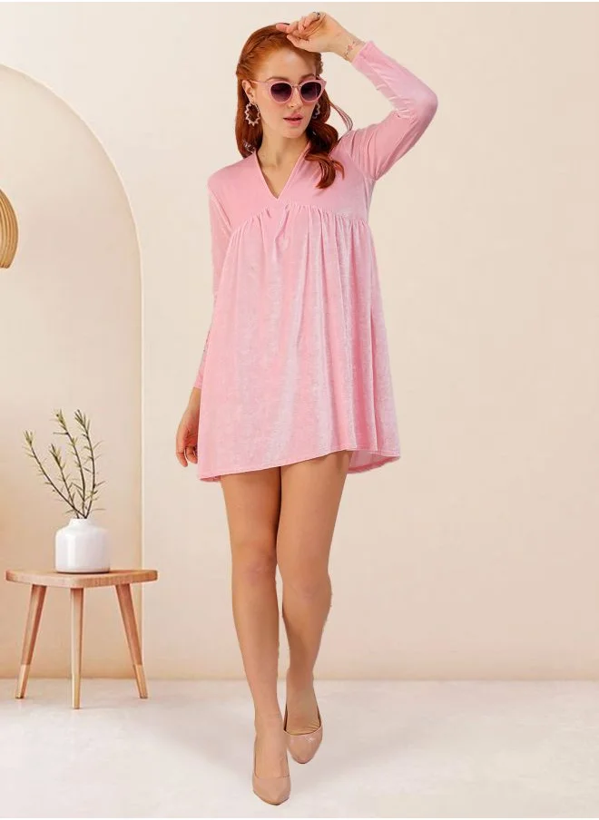 مرفوعة Women Fit and Flared Party Wear Solid Mini Dress
