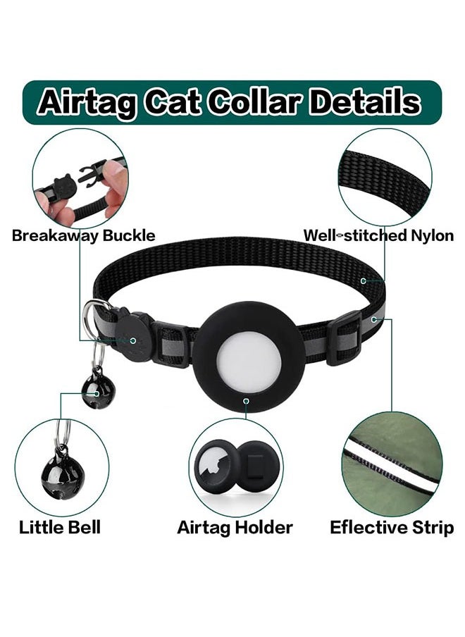 Generic - Airtag Cat Collar Breakaway with Bell,Reflective Kitten Collar with Apple Airtag Cat Collar Holder,0.4 Inches in Width and Lightweight Adjustable safety clasp, male and female cats, pet supplies, accessories, Gifts (black) - Image 1