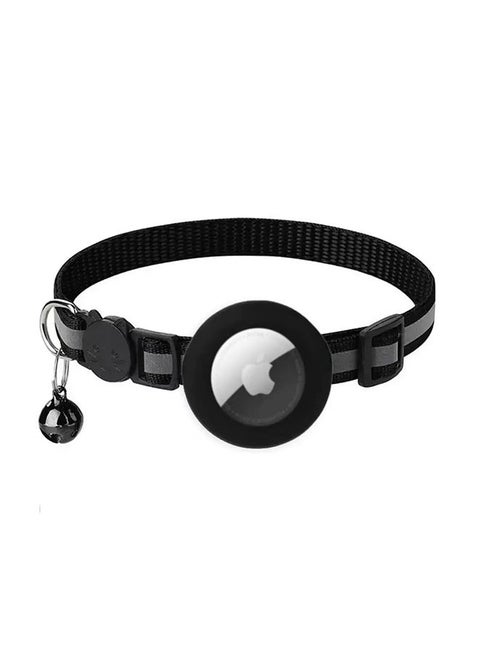 Airtag Cat Collar Breakaway with Bell,Reflective Kitten Collar with Apple Airtag Cat Collar Holder,0.4 Inches in Width and Lightweight Adjustable safety clasp, male and female cats, pet supplies, accessories, Gifts (black)
