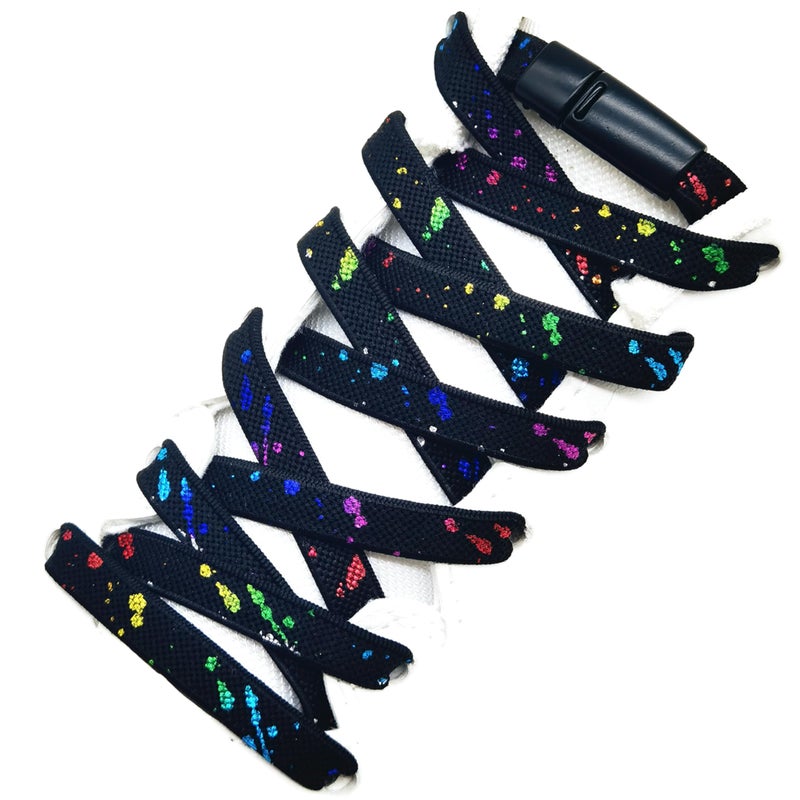 nikwesm Magnetic No Tie Elastic Shoe Laces for Kids Adults, No screw, One Size Fits All (Black color) - Image 1