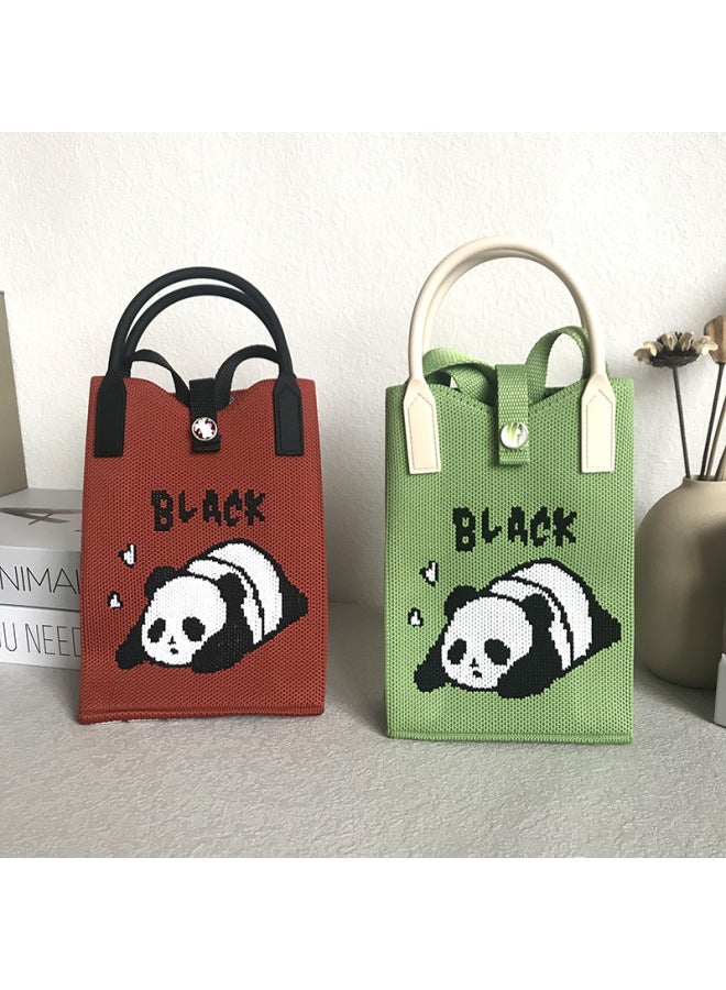 حقيبة يد كورية من Ins Niche Panda محبوكة حقيبة هاتف محمول حقيبة شخصية كاجوال منسوجة للسيدات - اللون: حقيبة الهاتف المحمول الشطرنج الأزرق الياقوت - Image 2