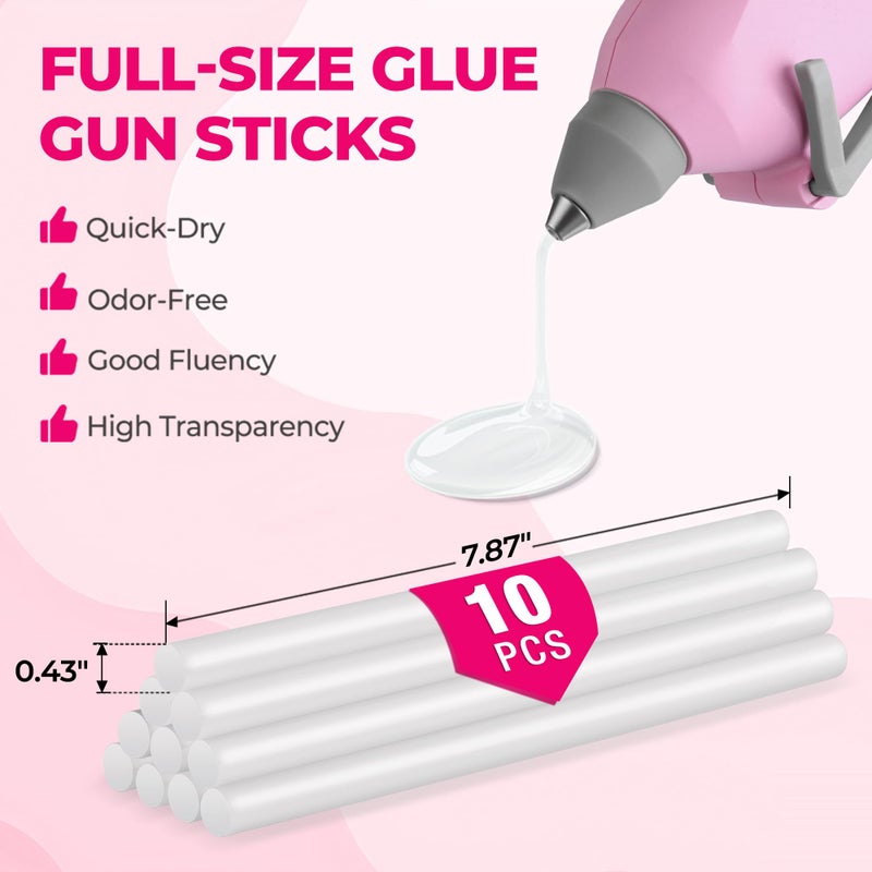 WORKPRO Hot Glue Gun Full Size - 60/100W Dual Temp Glue Gun and Sticks Set with 10 PCS Glue Sticks (7/16") - 90S Fast Preheating Hot Glue Gun for Construction, Crafting, DIY and Repairs - Pink Ribbon - Image 2