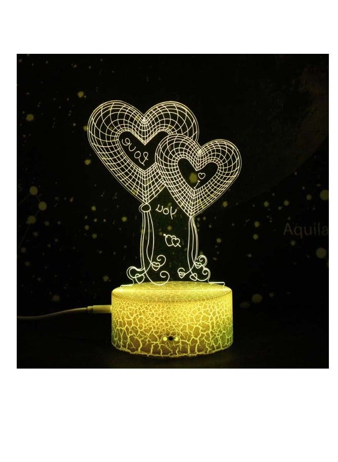 الواحة-TH ضوء ليلي LED ثلاثي الأبعاد للعشاق، هدايا لعيد الحب أو عيد الميلاد، 16 لونًا متغيرًا مع التحكم بالريم  - Image 2