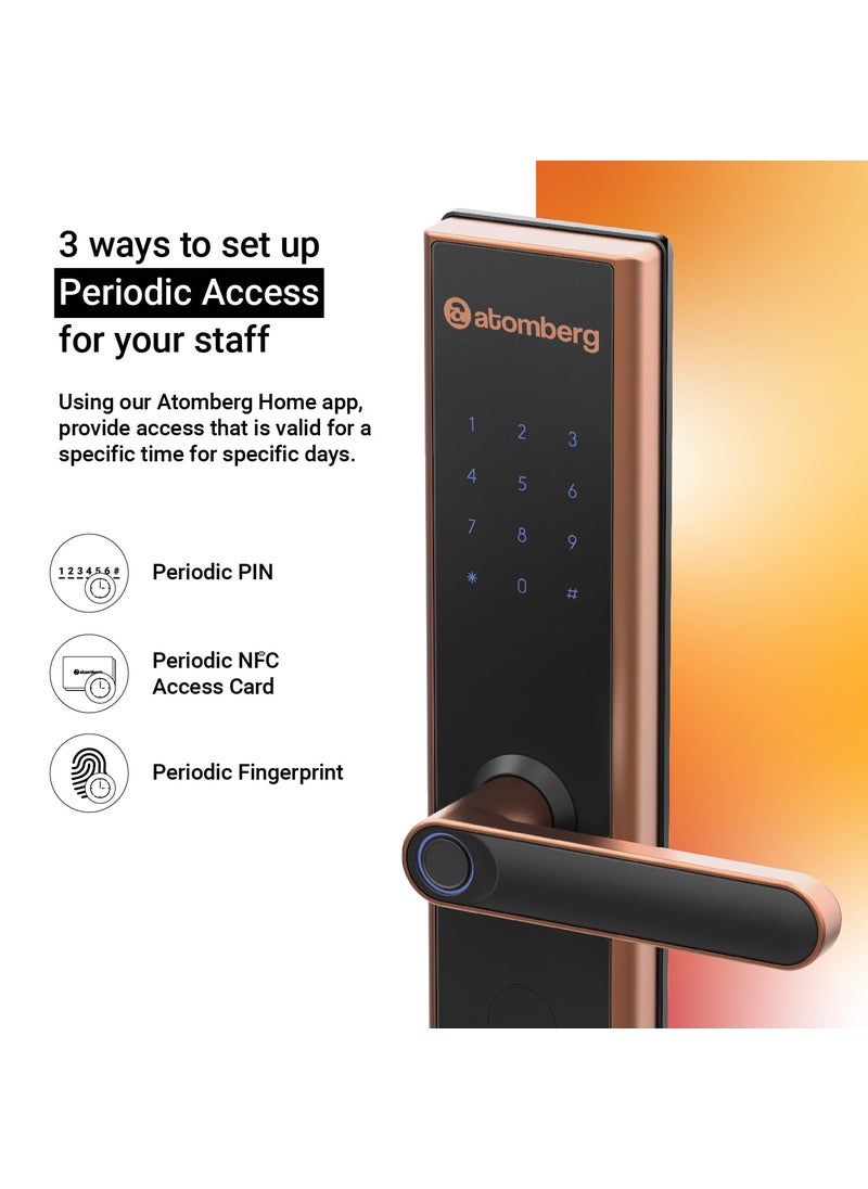 atomberg Atomberg SL 1 Smart Door Lock 6 Ways Unlocking Fingerprint PIN OTP NFC Card Atomberg Home App Data Stored in India Key 5 Stainless Steel Bolt 2 Year Warranty by Atomberg Rose Gold  - Image 5