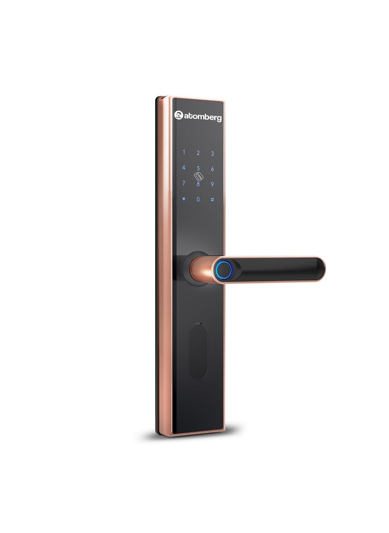 atomberg Atomberg SL 1 Smart Door Lock 6 Ways Unlocking Fingerprint PIN OTP NFC Card Atomberg Home App Data Stored in India Key 5 Stainless Steel Bolt 2 Year Warranty by Atomberg Rose Gold  - Image 1