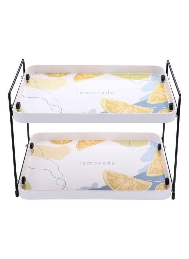 Alsaif Plastic Serving Stand 30 X 19 X 25 Cm Two Levels Rectangle White  - Image 1