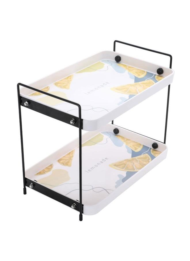 Alsaif Plastic Serving Stand 30 X 19 X 25 Cm Two Levels Rectangle White  - Image 2