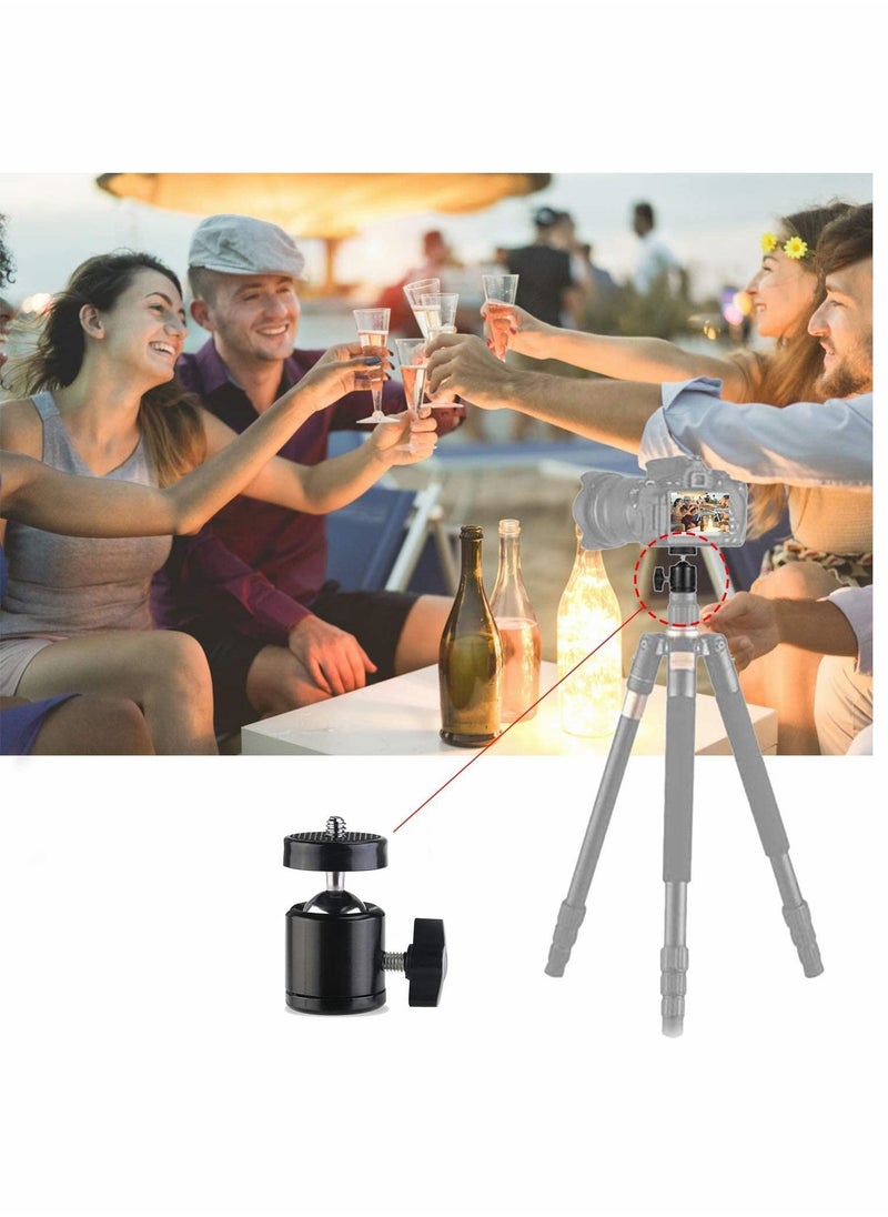 SYOSI - Mini Ball Head Screw Tripod Mount, Universal 1/4", Swivel 360 Degree Rotating Mount Base Adapter, for DSLR Cameras Tripods Monopods Camcorder Light Stand (2 Pack) - Image 1