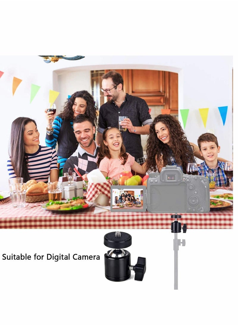SYOSI - Mini Ball Head Screw Tripod Mount, Universal 1/4", Swivel 360 Degree Rotating Mount Base Adapter, for DSLR Cameras Tripods Monopods Camcorder Light Stand (2 Pack) - Image 1